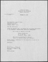 Appointment letter from William P. Clements to Secretary of State, Jack Rains, November 20, 1987