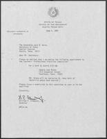 Appointment letter from William P. Clements to Secretary of State, Jack Rains, June 4, 1987