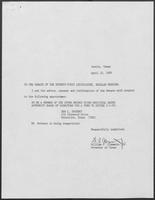 Appointment letter from William P. Clements to the Senate of the 71st Legislature, April 10, 1989