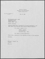 Appointment letter from William P. Clements to Jack M. Rains, July 31, 1987