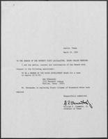 Appointment letter from William P. Clements to the Senate of the 71st Legislature, March 19, 1990