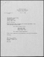 Appointment letter from William P. Clements to Jack M. Rains, July 7, 1988