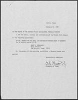 Appointment letter from William P. Clements to the Senate of the 71st Legislature, February 23, 1989