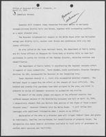 News release from the Office of Governor William P. Clements, Jr.,  announcing the governor's request for President Jimmy Carter to designate Wichita Falls as a major disaster area, April 11, 1979