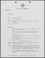 Memo from Paul T. Wrotenbery to Governor William P. Clements, Jr., regarding proposed program for training new supervisors in Texas state government, June 20, 1980