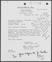 Letter from Harold Sack to Governor William P. Clements, Jr., February 21, 1980