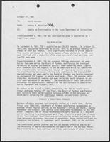 Memo from Johnny R. McCollum to David Herndon regarding Update on Overcrowding in the Texas Department of Corrections, October 27, 1981