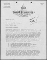 Letter from Representative Paul Moreno to Governor William P. Clements, Jr., January 22, 1979
