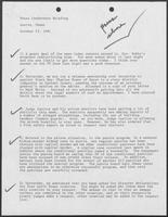 Notes with key points for Press Conference, October 23, 1981