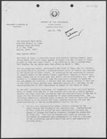 Letter from Governor William P. Clements, Jr., to Attorney General Mark White, July 22, 1980