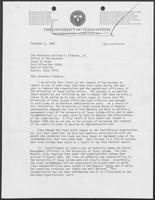 Letter from University of Texas Chancellor Hans Mark to Governor William P. Clements, Jr., November 2, 1988