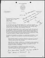 Letter from Texas Treasurer Ann Richards to Governor William P. Clements, Jr., April 8, 1987