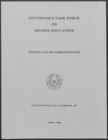 Report titled, "Governor's Task Force on Higher Education, Report and Recommendations," April 1982