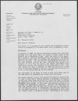 Letter from Chuck Nash, Chairman of Texas Parks and Wildlife Department to William P. Clements