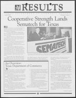 Newsletter titled "Results: Texas Department of Commerce Report" Volume I, Issue 1, April 1988