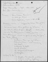 Handwritten speech notes by William P. Clements, ca. 1985
