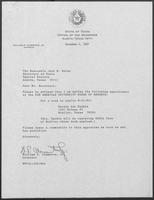 Appointment letter from William P. Clements to Jack M. Rains, November 4, 1987