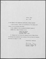 Appointment letter from William P. Clements to the Senate of the 70th Legislature, May 7, 1987