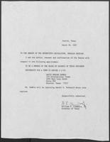 Appointment letter from William P. Clements to the Senate of the 70th Legislature, March 26, 1987