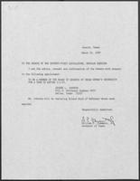 Appointment letter from William P. Clements to the Senate of the 71st Legislature, March 30, 1989