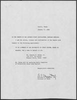 Appointment letter from William P. Clements to the Senate of the 71st Legislature, January 23, 1989