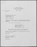 Appointment letter from William P. Clements, to Secretary of State, Jack M. Rains, April 21, 1988
