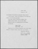 Appointment letter from William P. Clements to the Senate of the 70th Legislature, February 19, 1987
