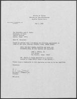 Appointment letter from William P. Clements to Jack M. Rains, May 2, 1988