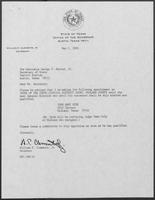 Appointment letter from William P. Clements, to Secretary of State, George S. Bayoud, Jr., May 2, 1990
