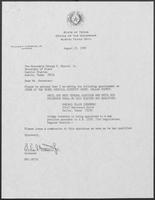 Appointment letter from William P. Clements, to Secretary of State, George S. Bayoud, Jr., August 29, 1989
