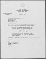 Appointment letter from William P. Clements, to Secretary of State, George S. Bayoud, Jr., October 4, 1989