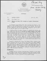 Memo from Rich Thomas to William P. Clements regarding meeting with Mayor Aldo Tatangelo on Colombia International Bridge, April 25, 1988