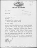 Letter from Luis G. Guerra, Jr. to William P. Clements regarding meeting over Colombia Bridge with Laredo Chamber of Commerce, March 15, 1988