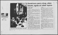 Newspaper clipping headlined "Governors parry drug, alien issues; agree on other topics," May 31, 1990