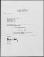 Appointment letter from William P. Clements, to Secretary of State, George S. Bayoud, Jr., July 20, 1989