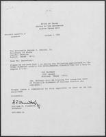 Appointment letter from William P. Clements to George S. Bayoud, Jr., October 2, 1990