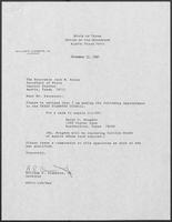 Appointment letter from William P. Clements to Secretary of State, Jack Rains, November 12, 1987