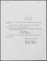 Appointment letter from Governor William P. Clements, Jr., to 71st Senate, April 16, 1990
