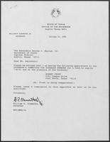 Appointment letter from William P. Clements to George S. Bayoud, Jr., October 10, 1990