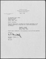 Appointment letter from William P. Clements to Jack M. Rains, July 7, 1987