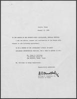 Appointment letter from William P. Clements to the Senate of the 71st Legislature, January 30, 1989