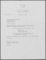 Appointment letter from Governor William P. Clements, Jr., to Secretary of State Jack Rains, December 27, 1988