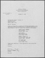 Appointment letter from Governor William P. Clements, Jr., to Secretary of State George S. Bayoud, Jr., November 10, 1989