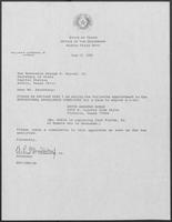 Appointment letter from Governor William P. Clements, Jr., to Secretary of State George S. Bayoud, Jr., June 13, 1990