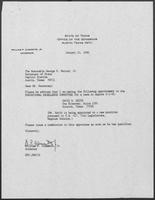 Appointment letter from Governor William P. Clements, Jr., to Secretary of State George S. Bayoud, Jr., January 23, 1990
