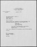Appointment letter from Governor William P. Clements, Jr., to Secretary of State George S. Bayoud, Jr., January 23, 1990