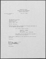 Appointment letter from Governor William P. Clements, Jr., to Secretary of State Jack Rains, November 10, 1989