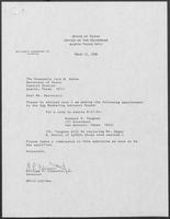 Appointment letter from Governor William P. Clements, Jr., to Secretary of State Jack Rains, March 11, 1988