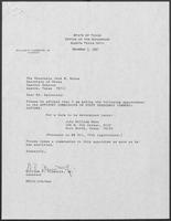 Appointment letter from Governor William P. Clements, Jr., to Secretary of State George S. Bayoud, Jr., December 3, 1987