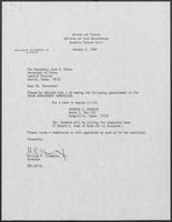 Appointment letter from Governor William P. Clements, Jr., to Secretary of State Jack Rains, January 4, 1989